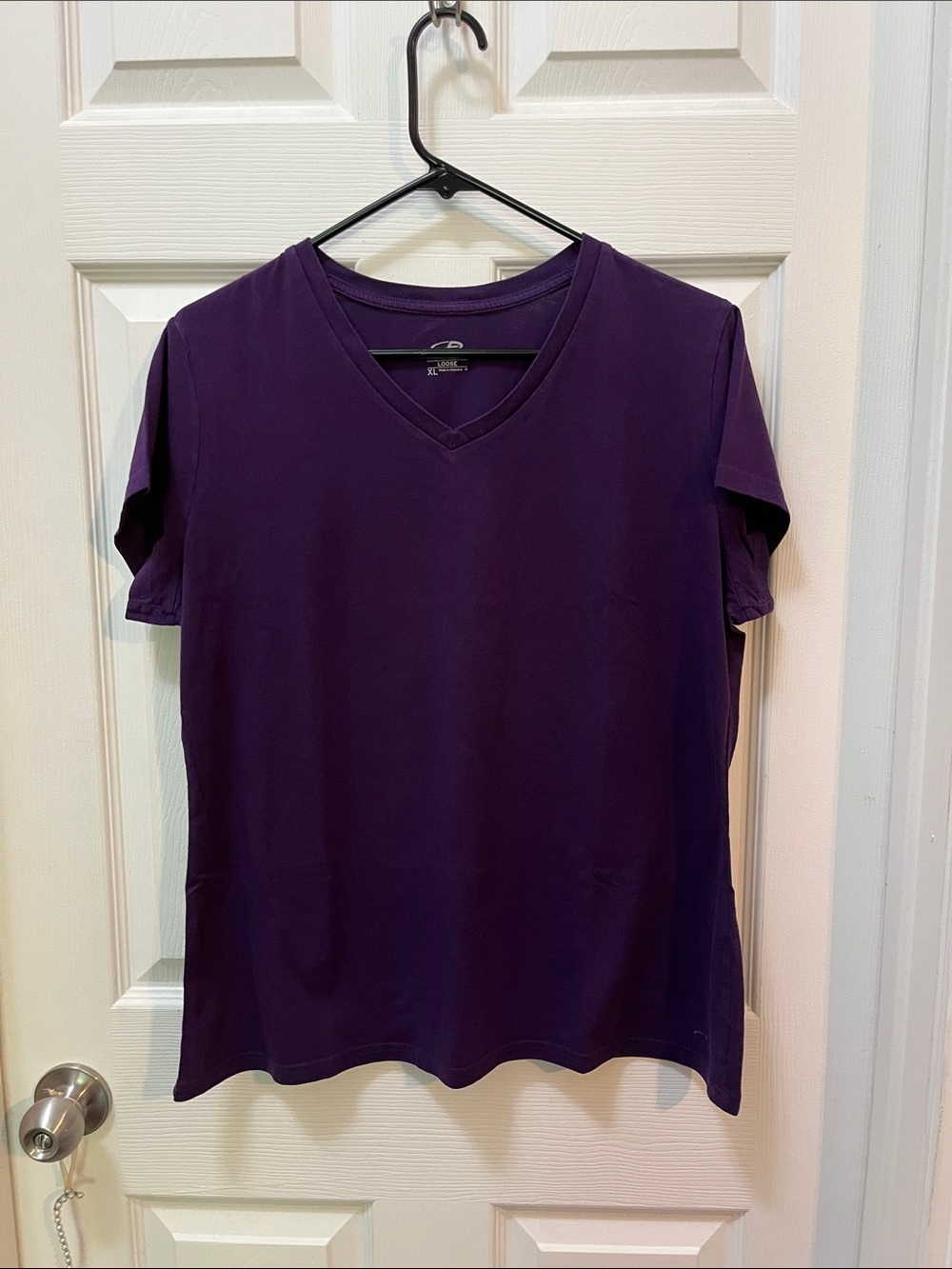 Champion Women's Purple V-Neck Short Sleeve Tee